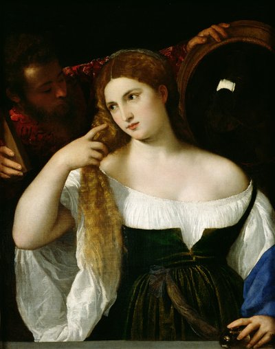 Portret van een Vrouw bij haar Toilet, 1512-15 door Tiziano Vecelli